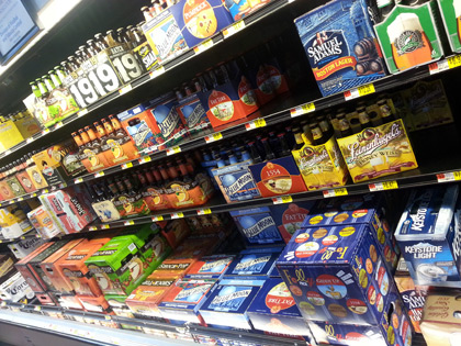 Beer aisle at Walmart