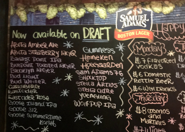 Draft beer selection in Manhatten