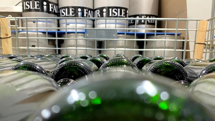 Beers conditioning in the bottle at Fair Isle Brewing, Seattle, Washington