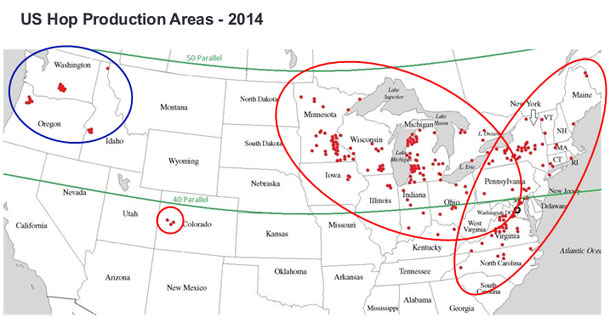 American hop growing regions 2014