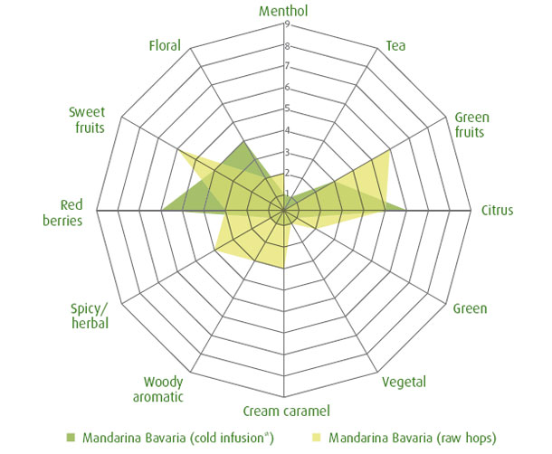 Mandarina Bavaria hops (spider graph)